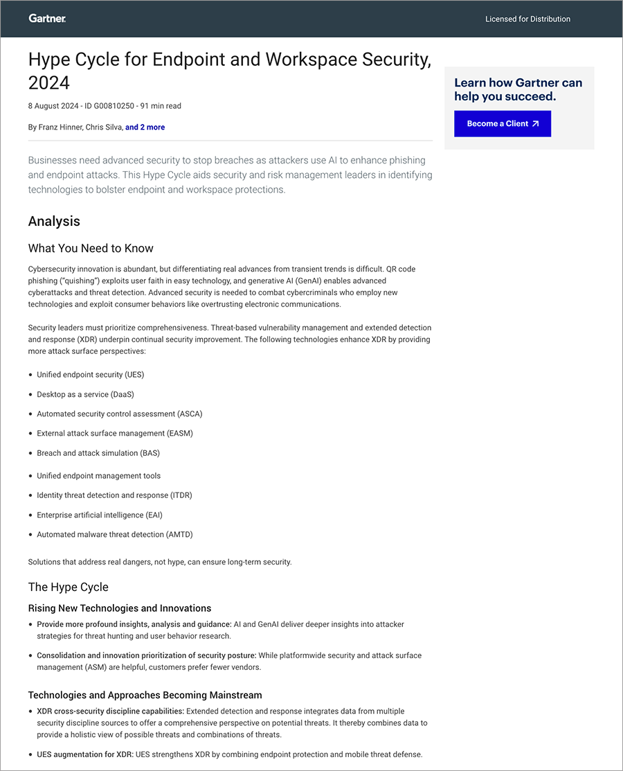 Hype Cycle for Endpoint and Workspace Security, 2024 | CIO Resource Library
